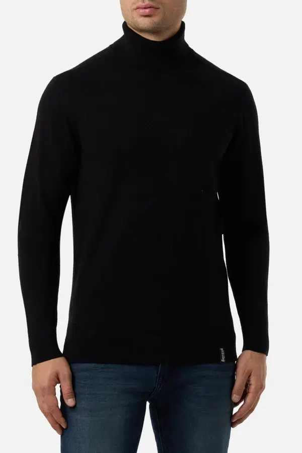 Black Man Turtleneck Sweater Black