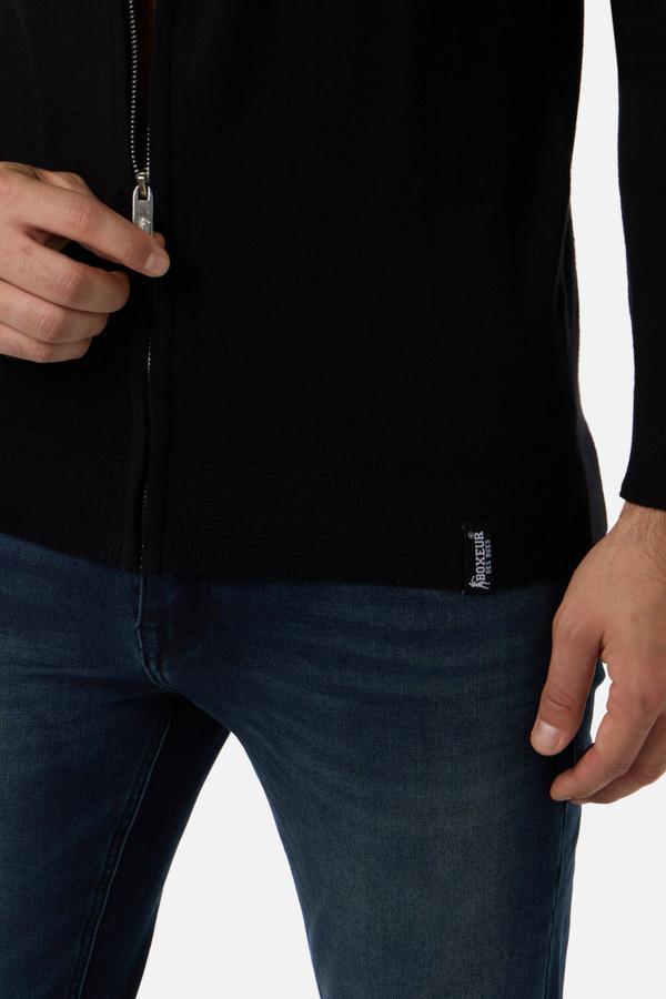 Black Full Zip Man Turtleneck Sweater Black
