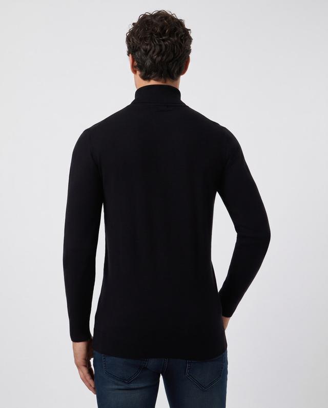Black Full Zip Man Turtleneck Sweater Black