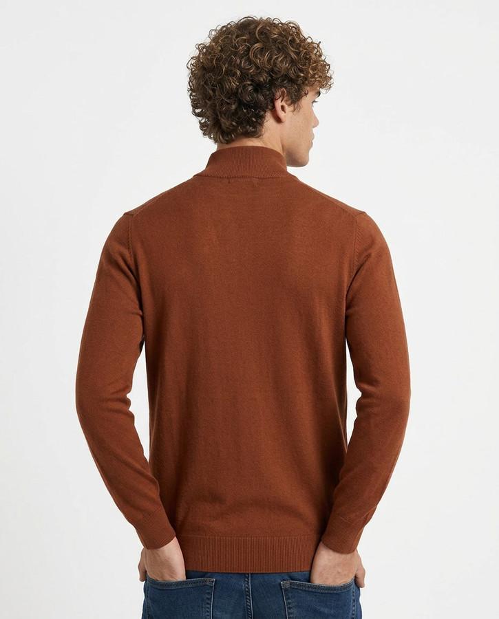 Caramelized Full Zip Man Turtleneck Sweater Caramelized