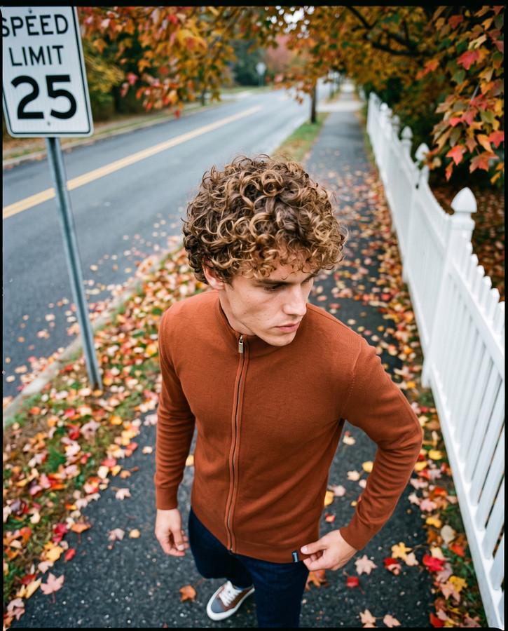 Caramelized Full Zip Man Turtleneck Sweater Caramelized
