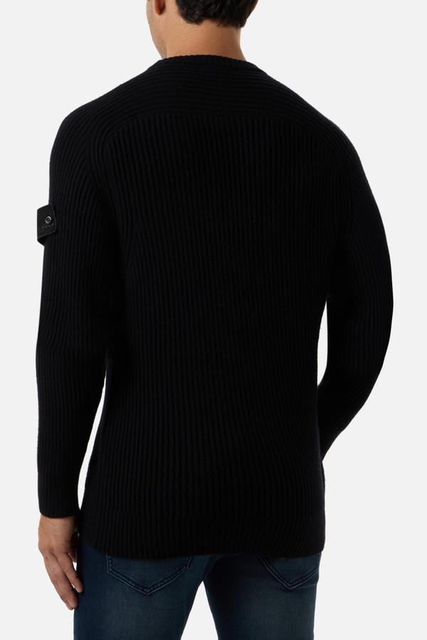 Black Crew Neck Man Sweater Black
