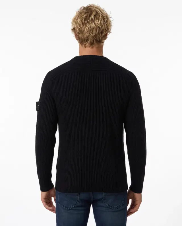 Black Crew Neck Man Sweater Black