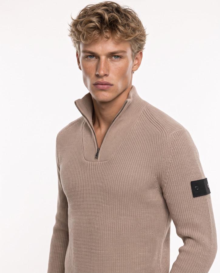 Noisette Half Zip Man Sweater Noisette