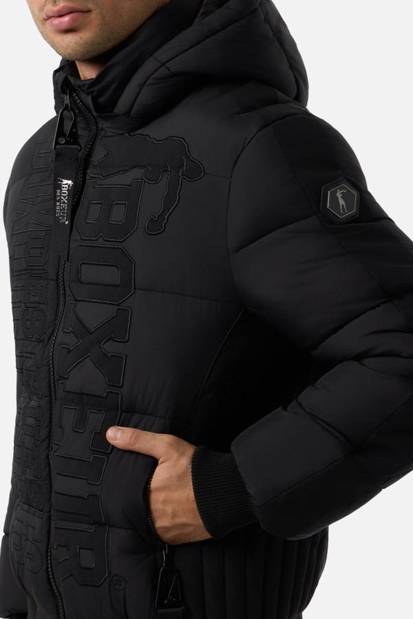 Black Logo Padded Jacket With Tone-On-Tone Details Black-Black