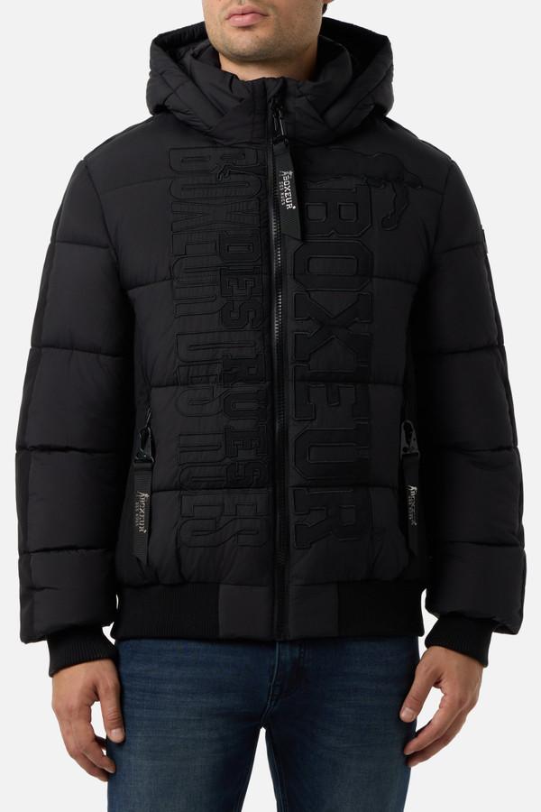 Black Logo Padded Jacket With Tone-On-Tone Details Black-Black