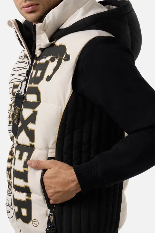 Logo Padded Gilet With Gold Details Warm Blank-Black