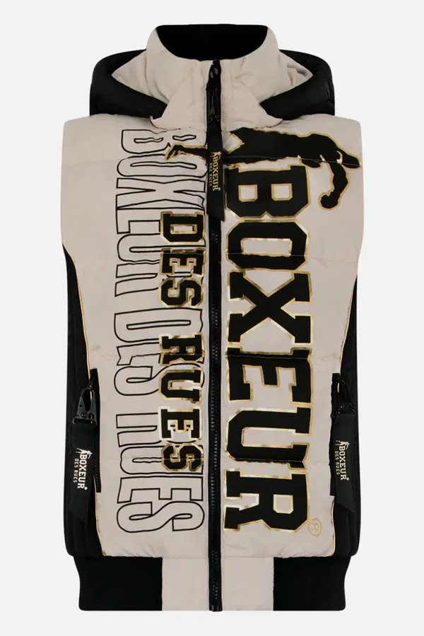 Logo Padded Gilet With Gold Details Warm Blank-Black