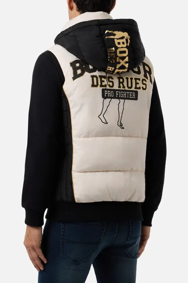 Logo Padded Gilet With Gold Details Warm Blank-Black