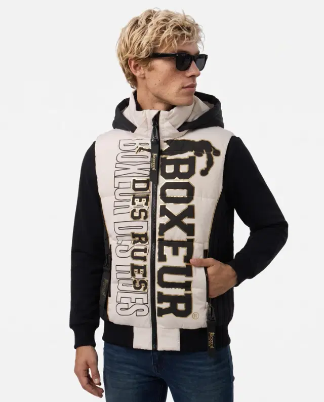 Logo Padded Gilet With Gold Details Warm Blank-Black