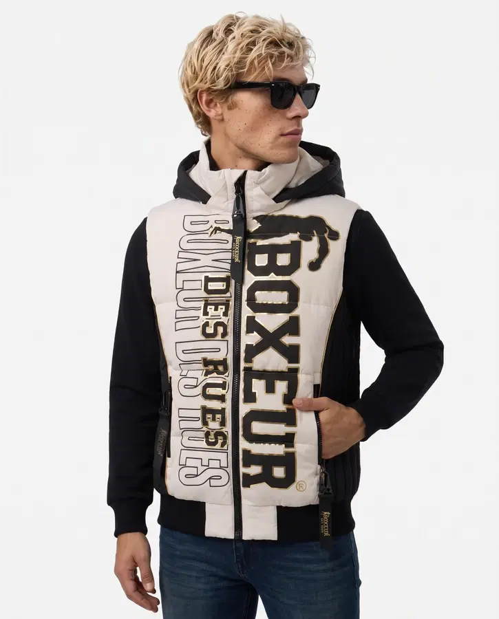Logo Padded Gilet With Gold Details Warm Blank-Black