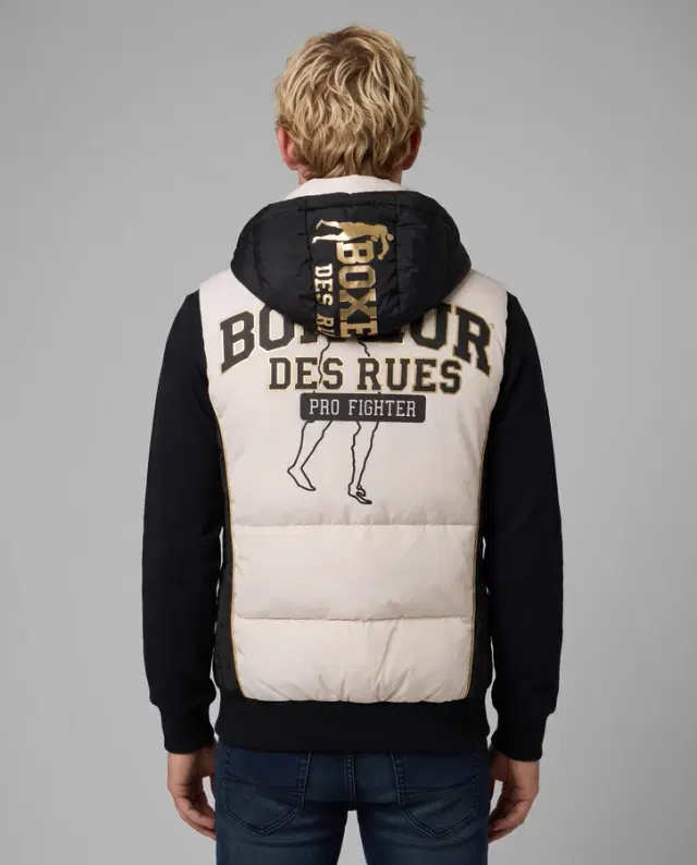 Logo Padded Gilet With Gold Details Warm Blank-Black