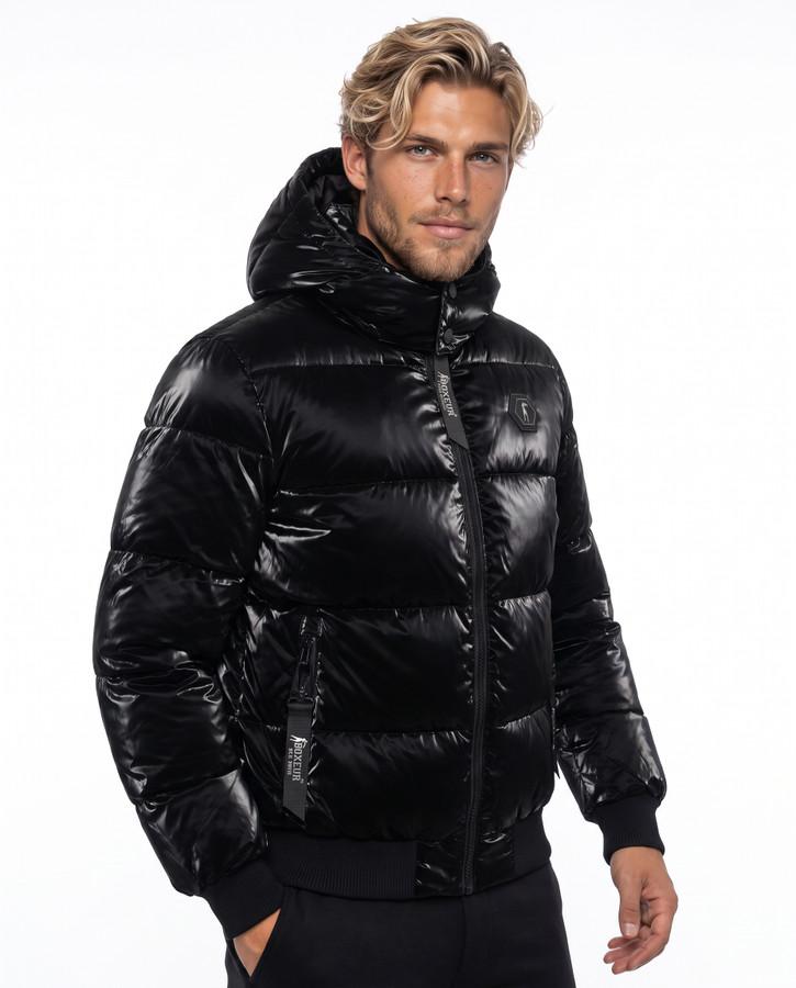 Super Shiny Black Padded Jacket Black
