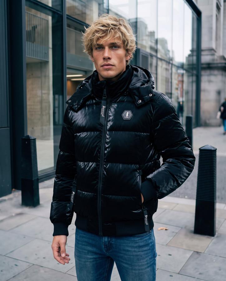 Super Shiny Black Padded Jacket Black
