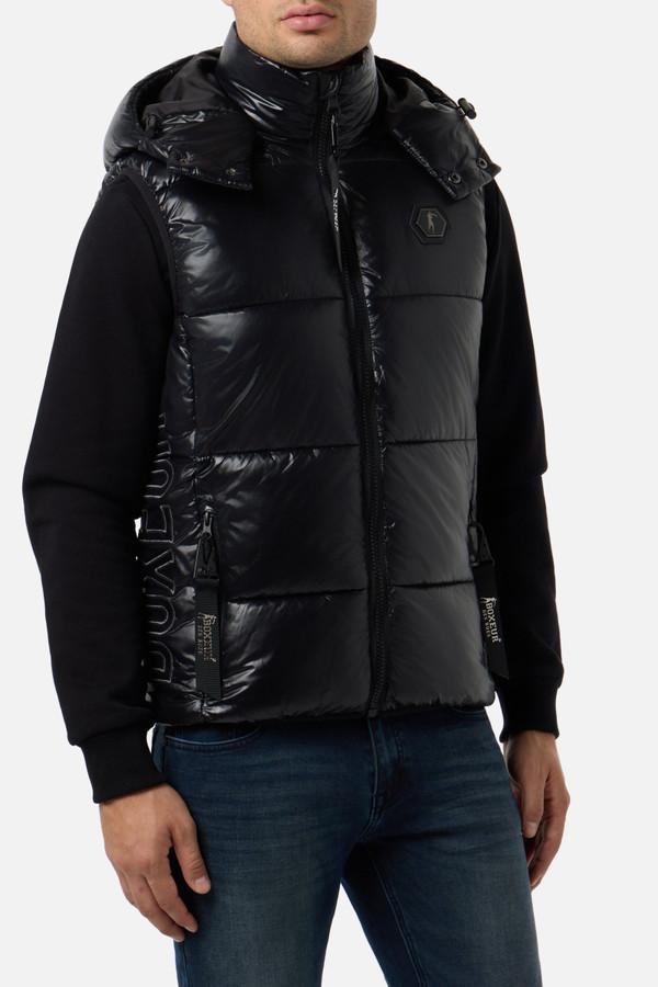 Padded Gilet Black With Detachable Hood Black
