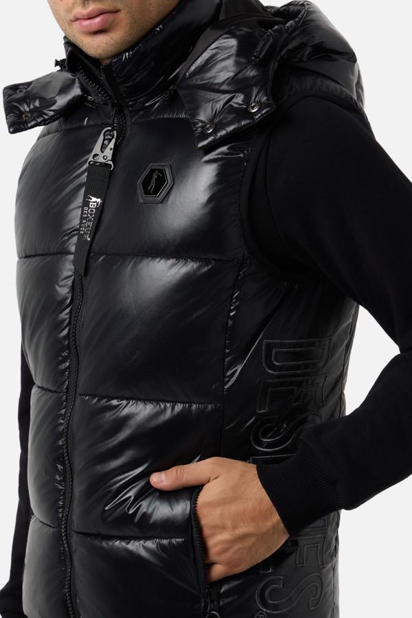 Padded Gilet Black With Detachable Hood Black