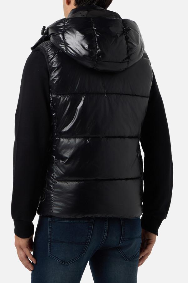 Padded Gilet Black With Detachable Hood Black