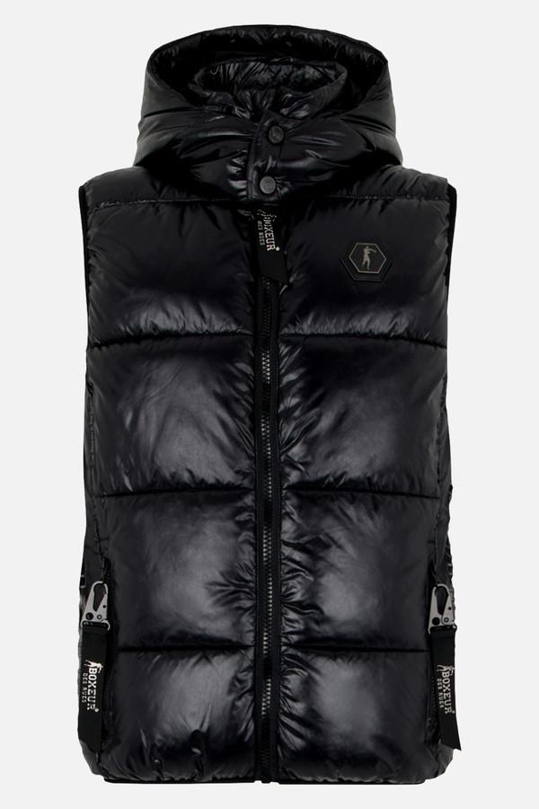 Padded Gilet Black With Detachable Hood Black
