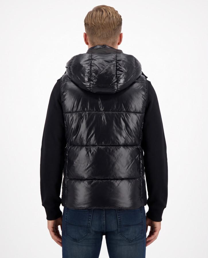 Padded Gilet Black With Detachable Hood Black