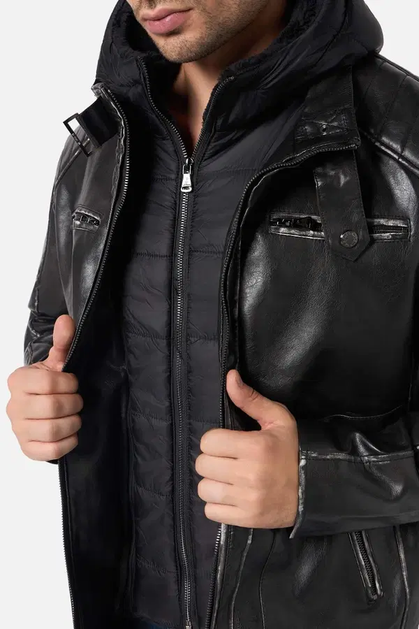 Faux-Leather Black Jacket Black