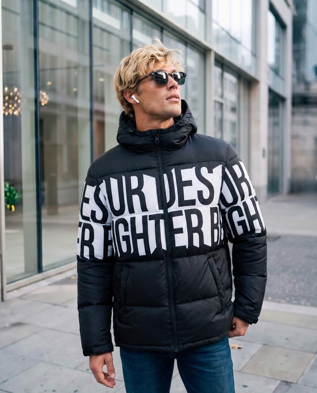 Black All Over Insert Padded Jacket Black
