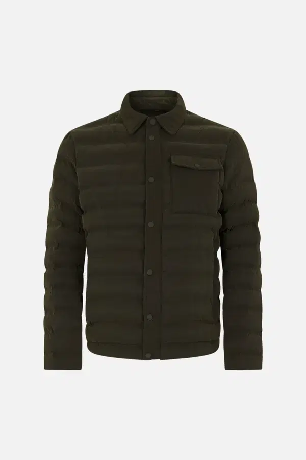Giacca Imbottita Stile Camicia Verde Oliva