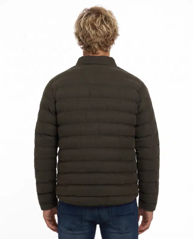 Giacca Imbottita Stile Camicia Verde Oliva