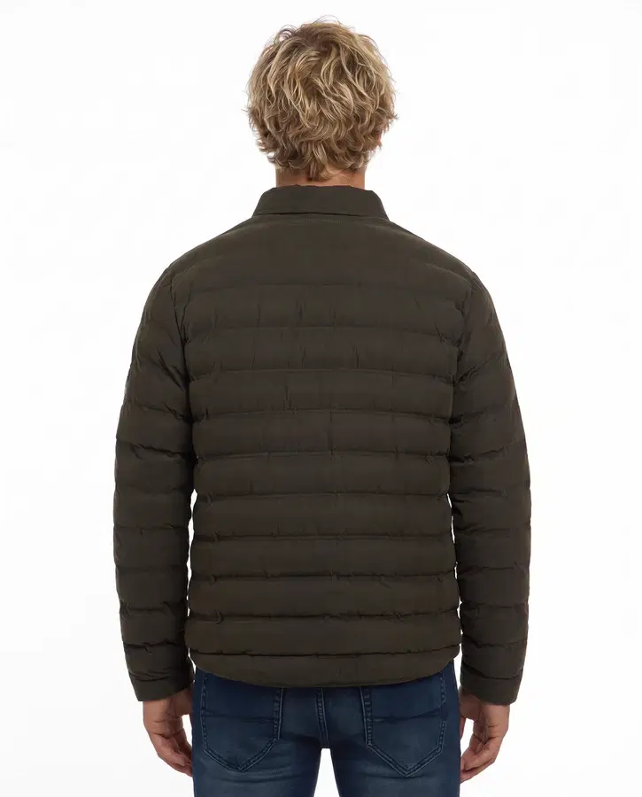 Giacca Imbottita Stile Camicia Verde Oliva