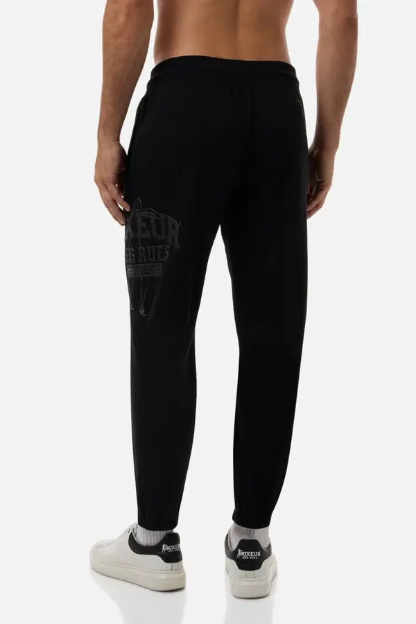 Pantalone Nero Con Logo Laterale