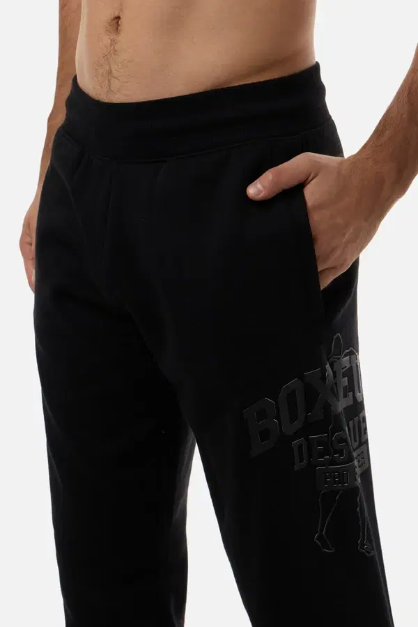 Pantalone Nero Con Logo Laterale