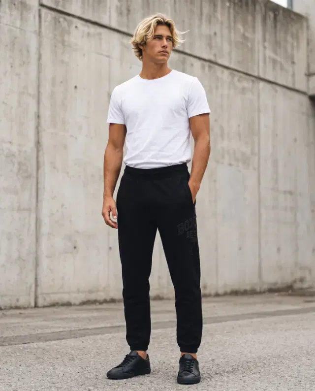 Pantalone Nero Con Logo Laterale