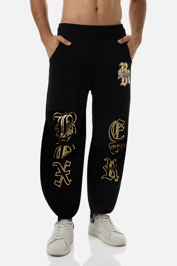 Pantalone Lungo Baggy Nero E Oro