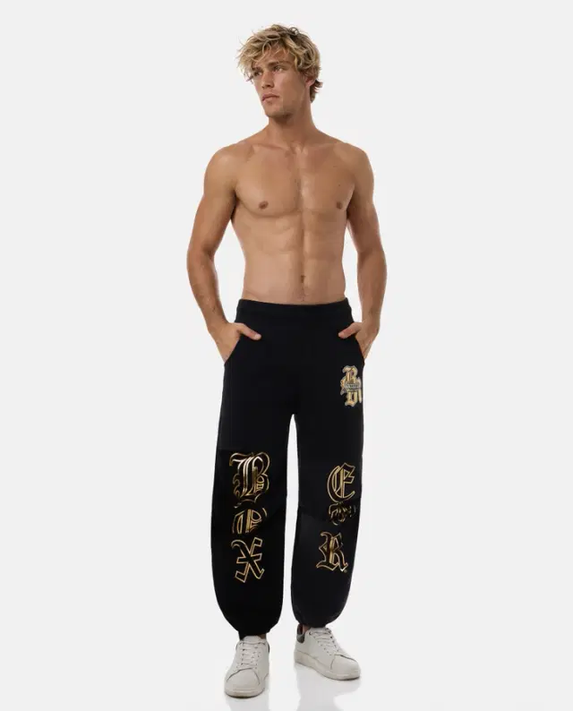 Pantalone Lungo Baggy Nero E Oro
