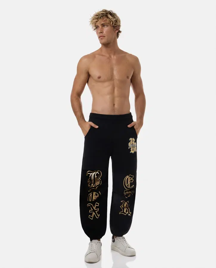 Pantalone Lungo Baggy Nero E Oro