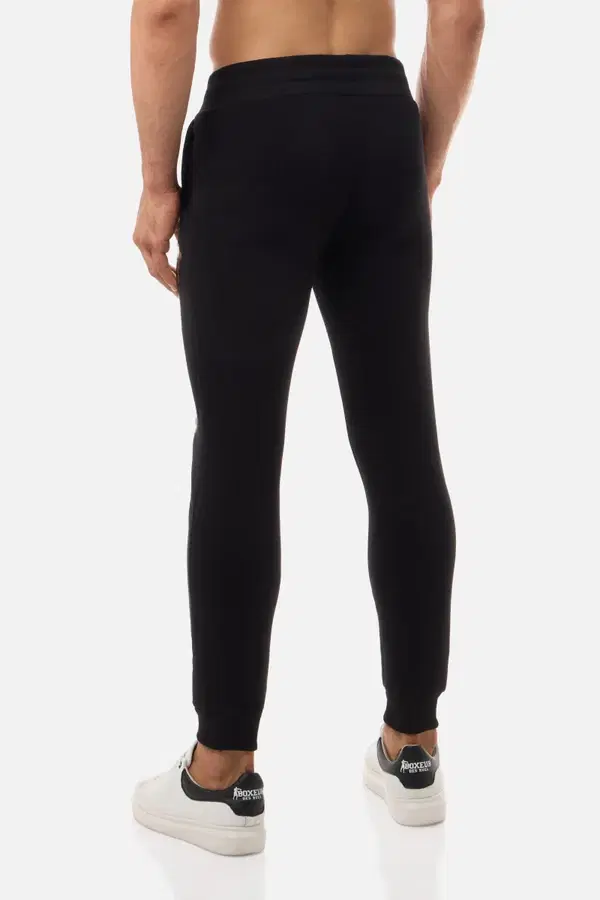 Black Slim Fit Sweatpant With Logo Black-Gold