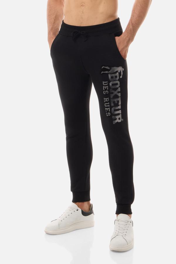 Black Slim Fit Sweatpant With Logo Black-Titanium