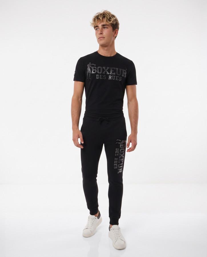 Black Slim Fit Sweatpant With Logo Black-Titanium