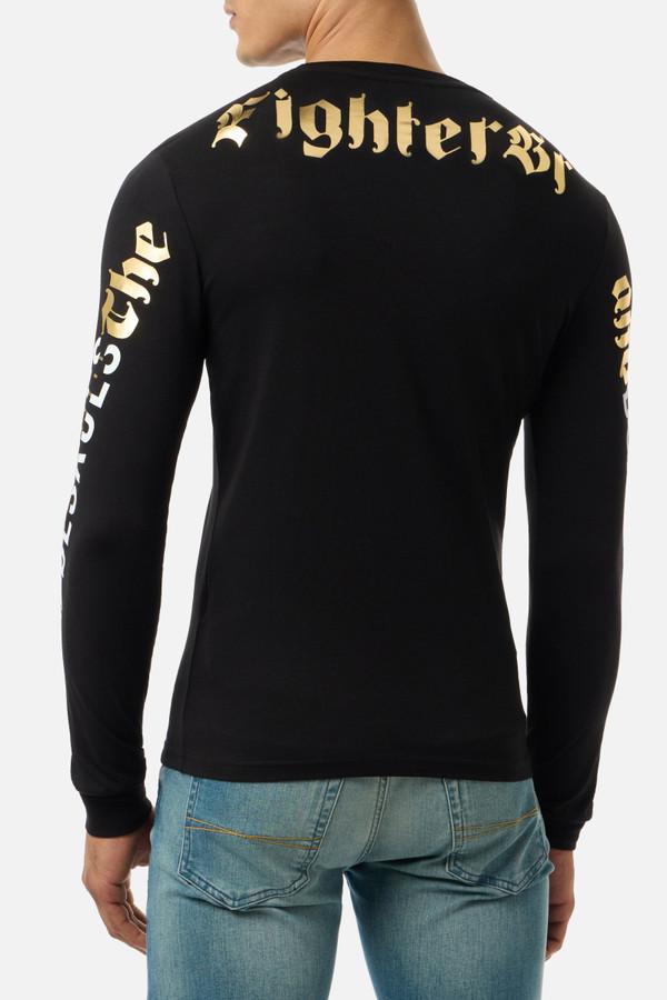 Black Printed Long Sleeve T-Shirt Black-Gold