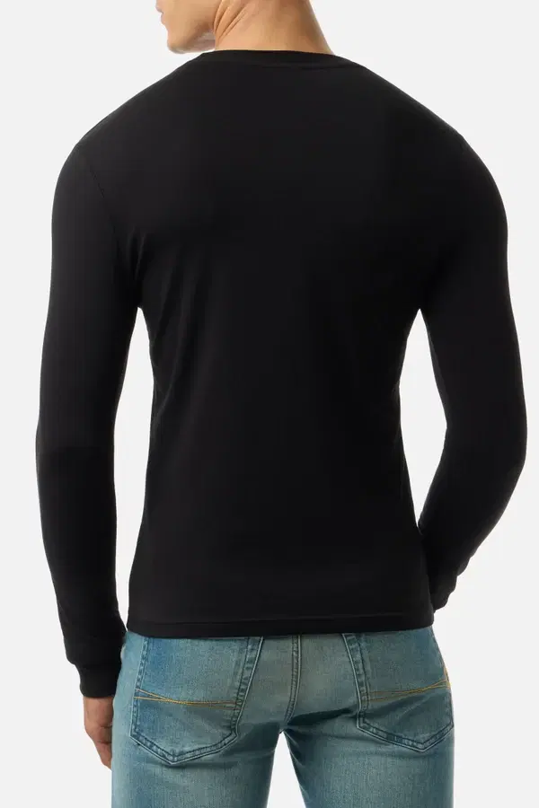 Black Printed Long Sleeve T-Shirt Black-Red