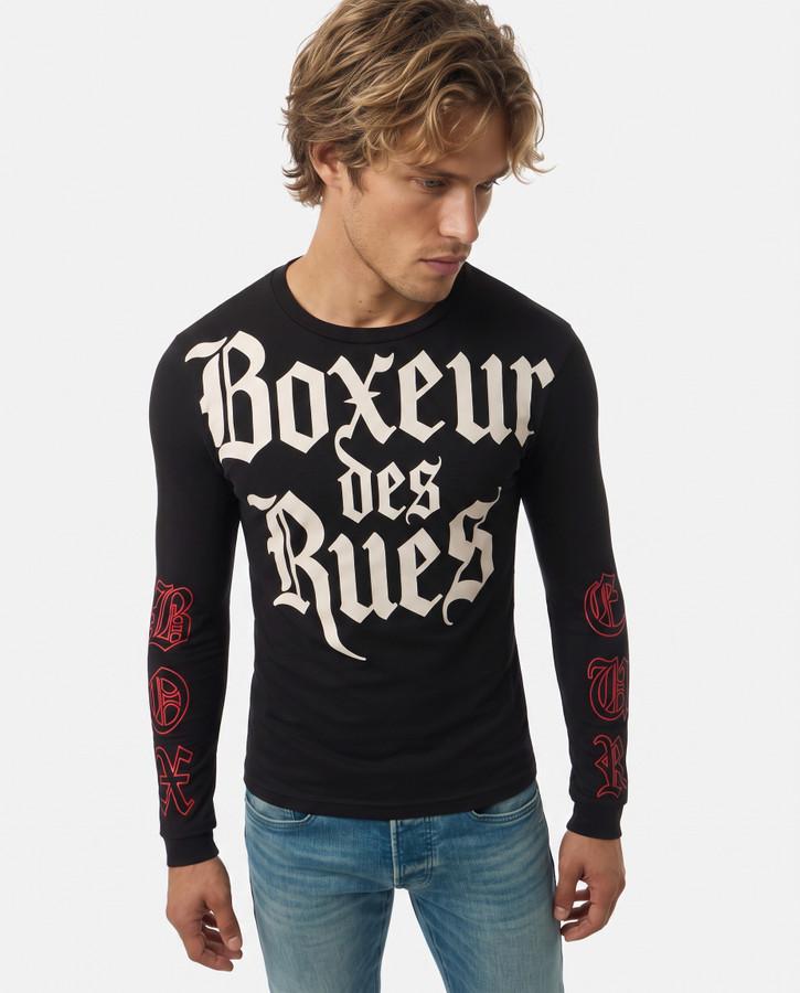 Black Printed Long Sleeve T-Shirt Black-Red