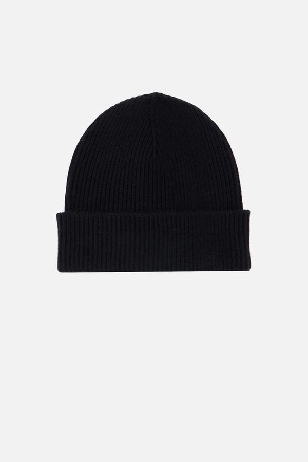 Black Basic Beanie With Gold Logo Black-Gold