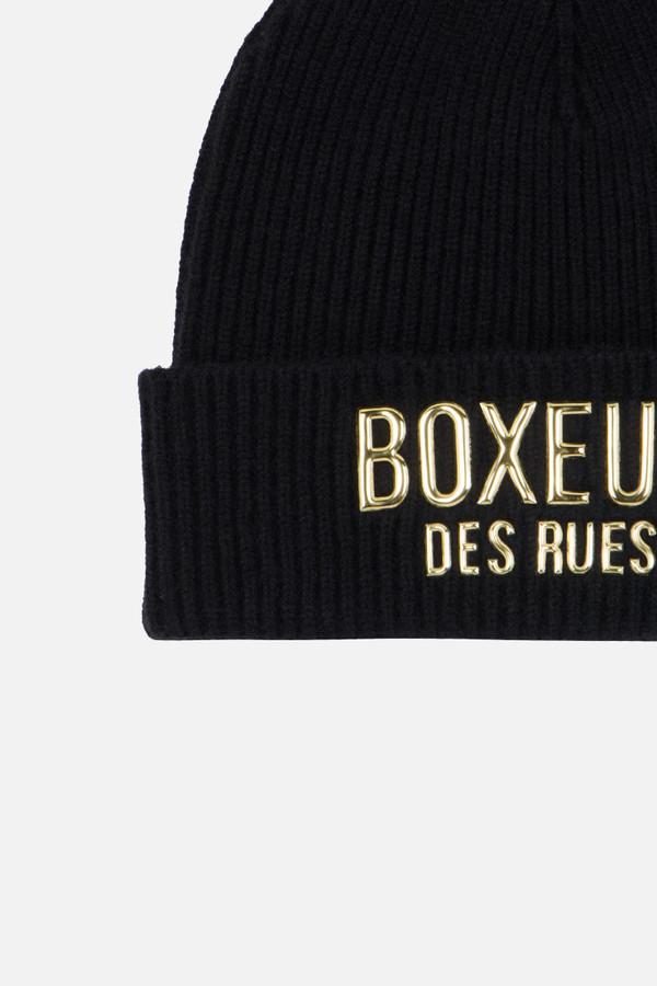 Black Basic Beanie With Gold Logo Black-Gold