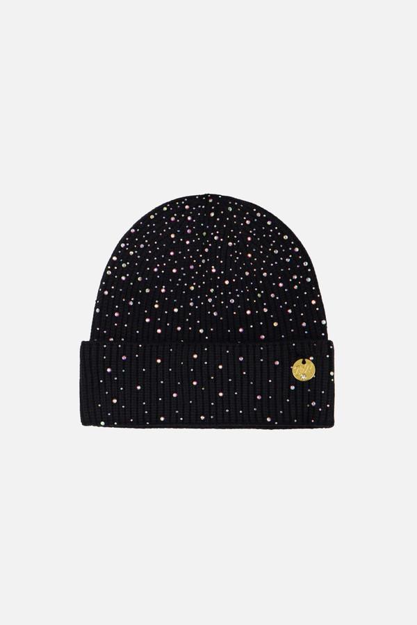 Berretto Nero Con Strass