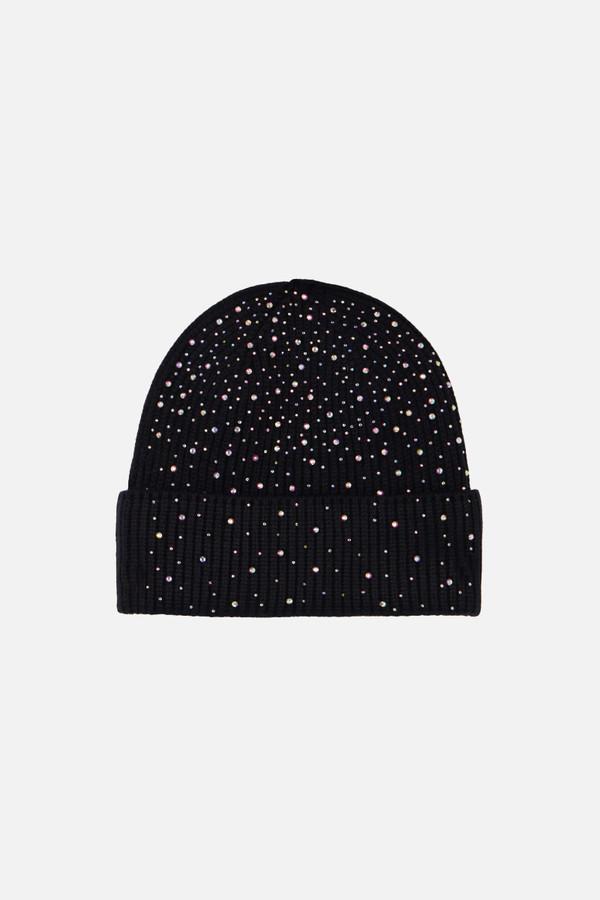 Berretto Nero Con Strass