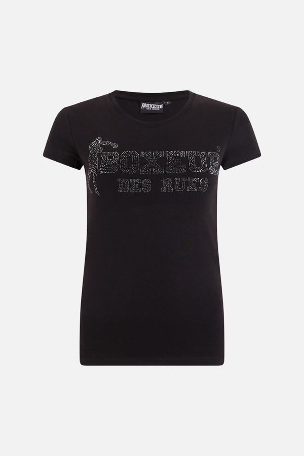 T-Shirt Nera Con Strass Black