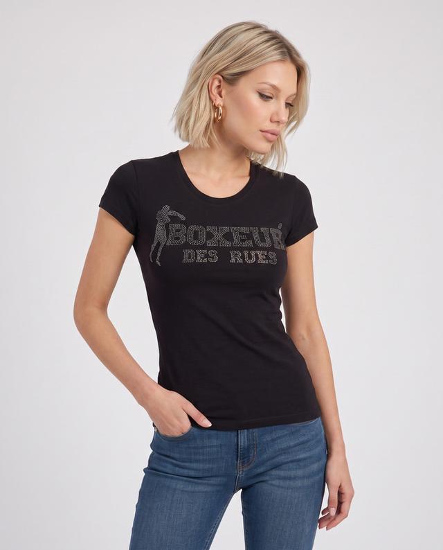T-Shirt Nera Con Strass Black