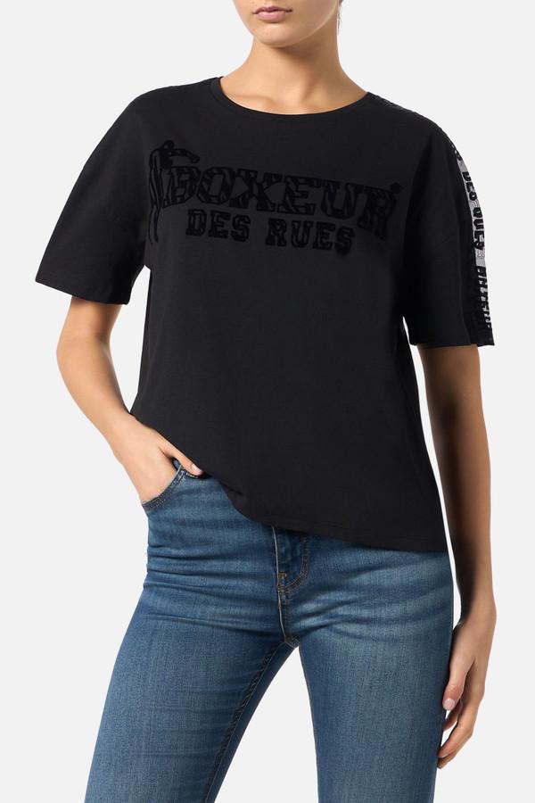 Black Short Sleeve T-Shirt With Transparent Inserts Black