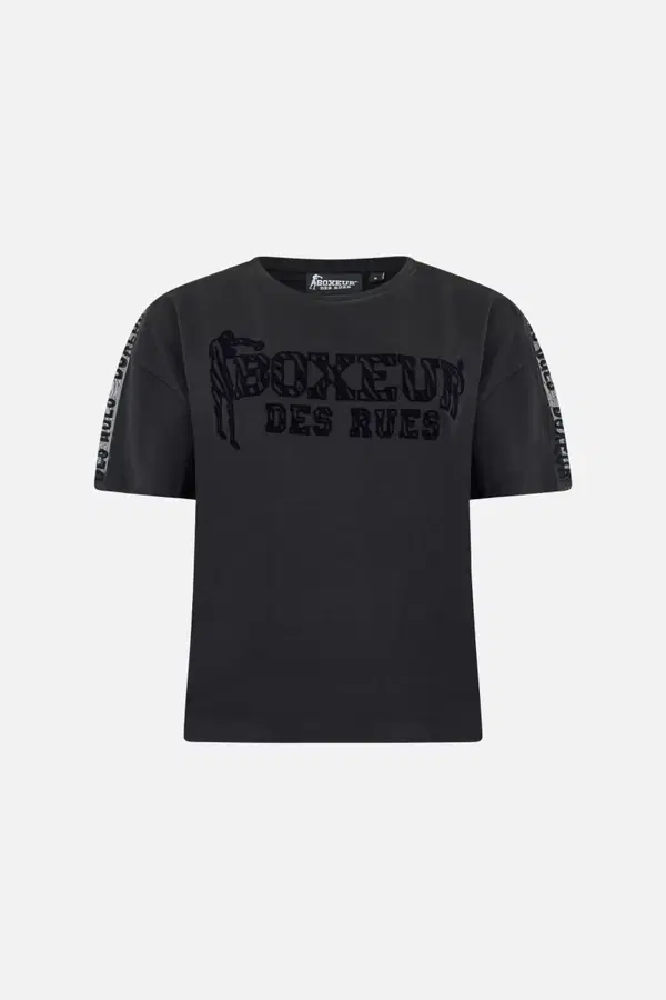 Black Short Sleeve T-Shirt With Transparent Inserts Black