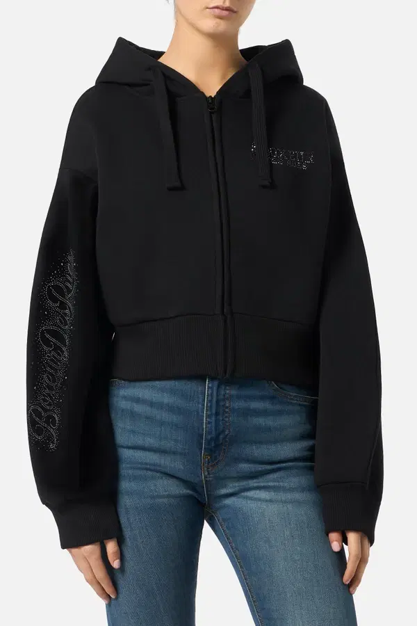 Black Hoodie Sweatshirt Zip Black