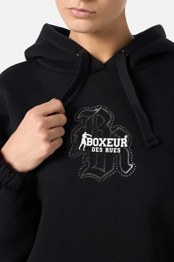 Black Cropped Zip Sweatshirt With Inserts Black